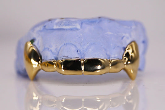 2 Teeth Grillz with Back Bar Extended Gold Silver Arian and Co arianandco